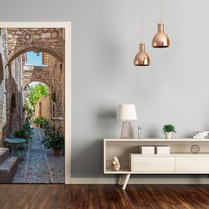Bubble Free Door wrap, Home Decoration, Self Adhesive Architecture Italian streets  DS_1715