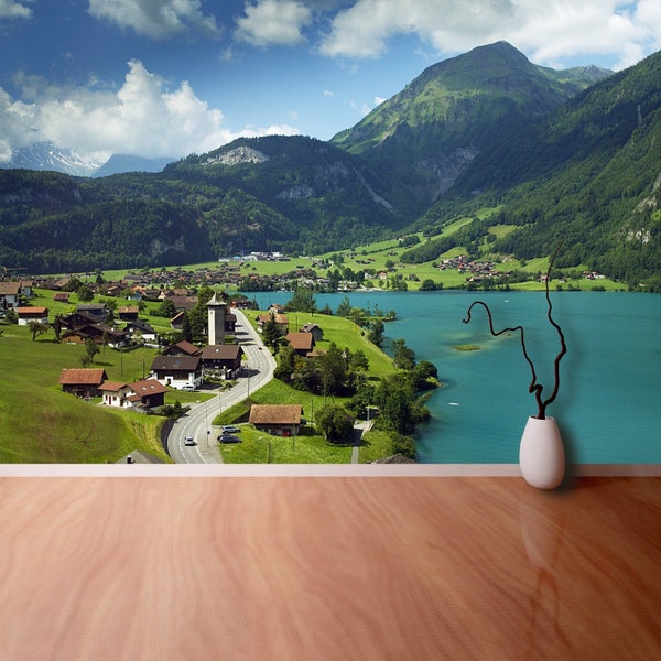 Lungern, Switzerland removable or traditional wall mural | wallpaper Lungern, Switzerland  wall covering design reusable self adhesive