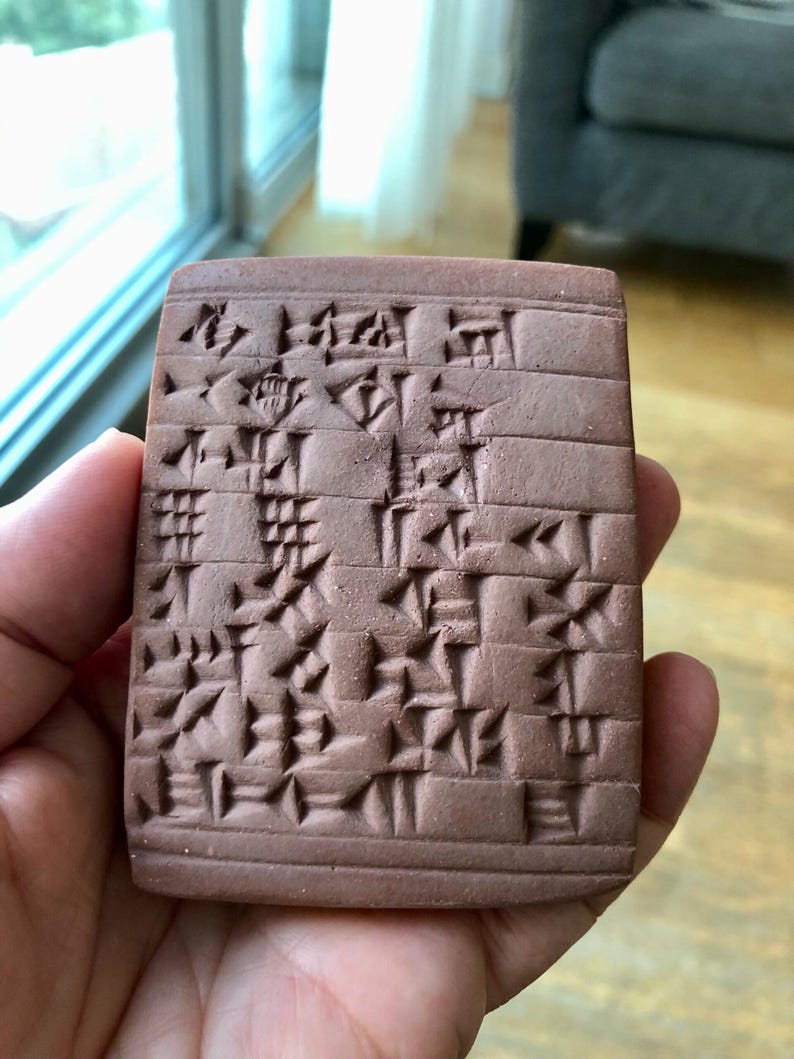 Tablet Handmade Handmade Sumerian Good Luck Clay Tablet Large - Cuneiform Script - Etsy