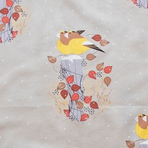 Premium Organic Cotton, Fabric, 100% Cotton, Half Yard, Evening Grosbeak, Birch Fabrics, Organic, Cotton, Charley Harper, Holiday, Quilt