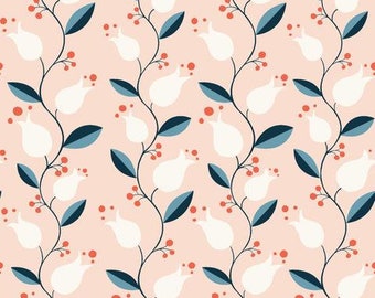 Organic Cotton, Fabric, Half Yard, Liliana, 100% Cotton, Monaluna, Organic, Cotton, Poplin, Floral, Quilt, Clothes Making
