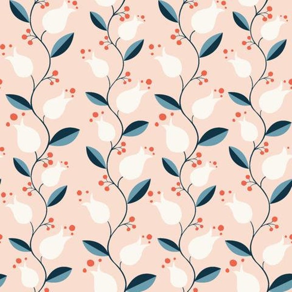 Organic Cotton, Fabric, Half Yard, Liliana, 100% Cotton, Monaluna, Organic, Cotton, Poplin, Floral, Quilt, Clothes Making