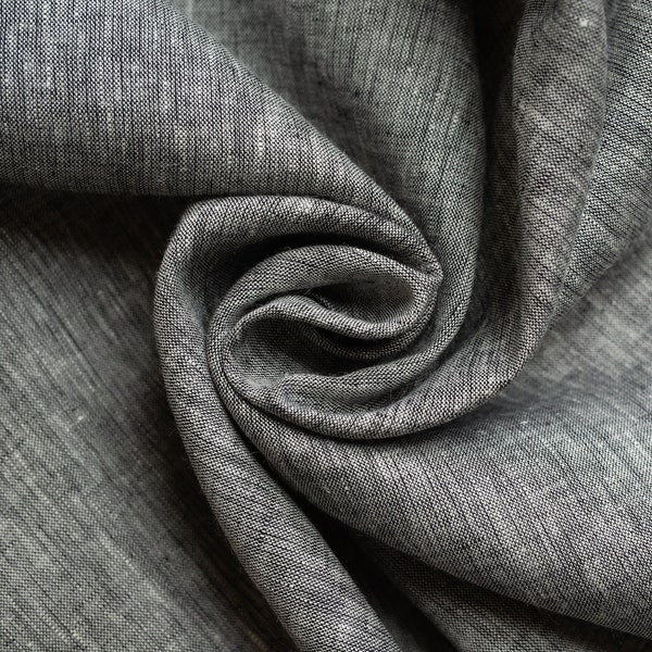 Organic Space Dust Linen, Half Yard, Birch, Organic, Linen, Gray, Certified Organic, Wide, Yarn Dyed, Fabric