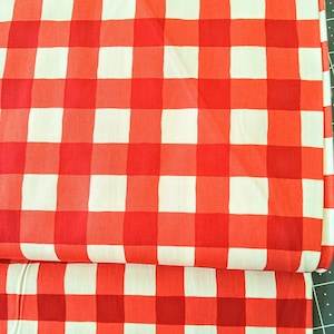 Algodão premium, tecido, meio metro, xadrez dos meus sonhos, alegre, 100% algodão, tecidos para galeria de arte, vermelho, branco, xadrez, guingão, OEKO-TEX, grande