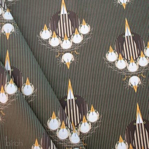 Premium Organic Cotton, Fabric, 100% Cotton, Half Yard, Nesting Birds Poplin, Birch Fabrics, Organic, Cotton, Quilt, Charley Harper, Nurture