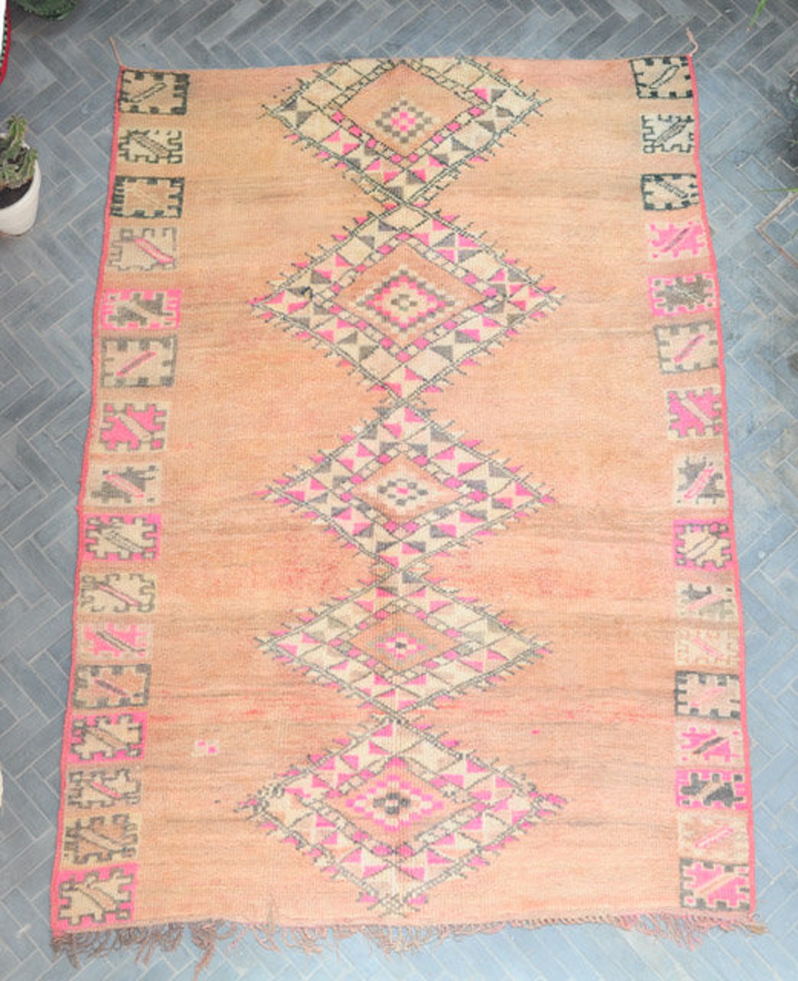 VINTAGE Boujad Rug Boujaad Moroccan handmade / Rug 166X Etsy