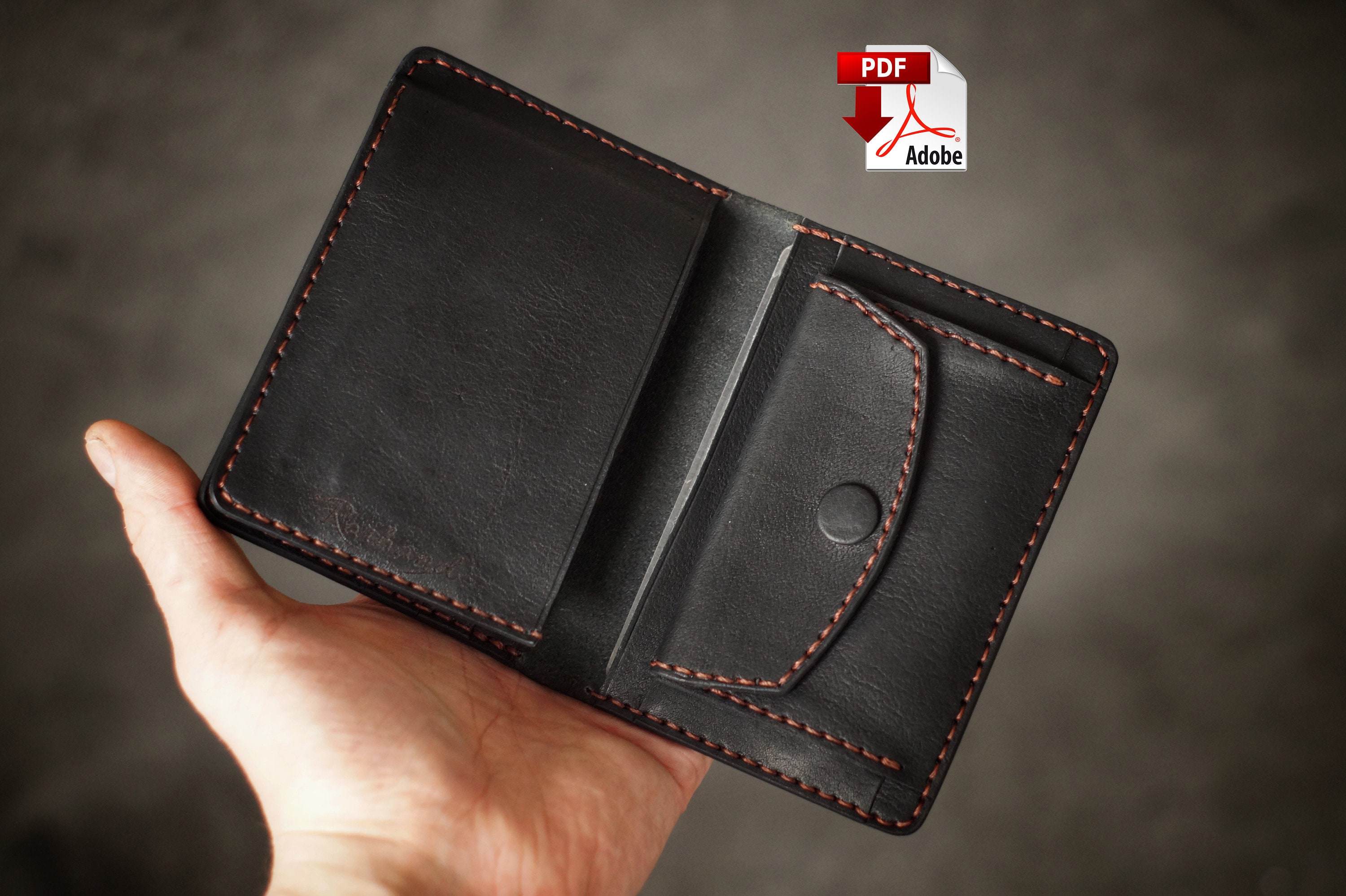 Triplefold wallet compact leather wallet Pattern PDF 5mm Etsy