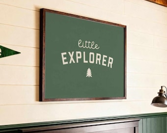 Little Explorer Wall Art Print - Vintage Style Nursery Decor - Earthy / Neutral Colors