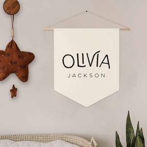 Name Pennant - Custom Name Banner - Custom Name Canvas Flag - Custom Wall Hanging - Wall Decor Art - Boy Room - Girl Room - New Baby Gift