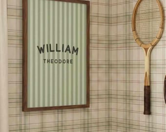 Custom Name Nursery Wall Art, Striped Personalized Baby Name Print