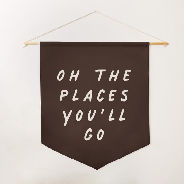 Nursery Wall Banner: Oh the places you'll go - Gender Neutral Nursery or New Baby Gift, Playroom Wall Art, Kids Bedroom Print