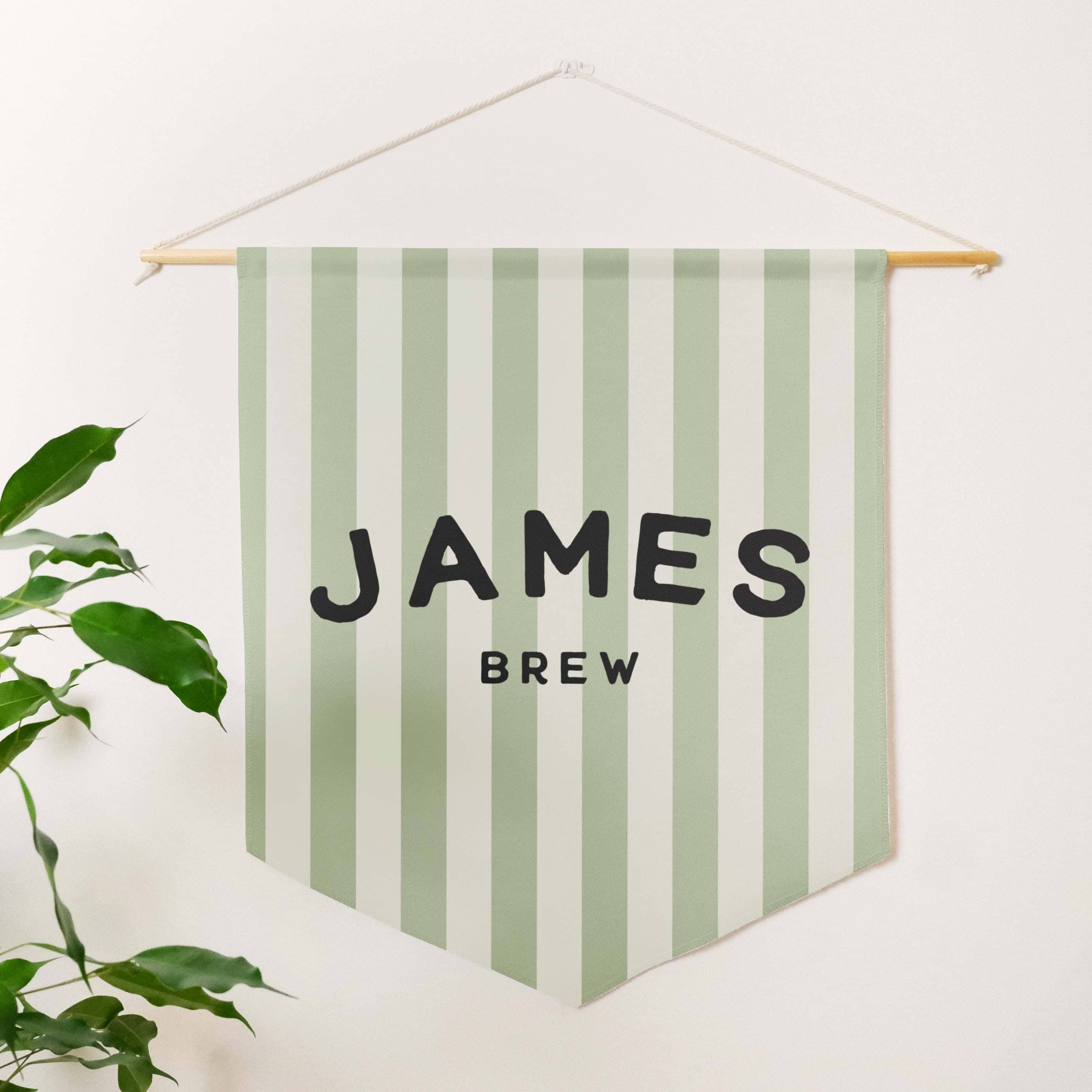 Striped Name Banner Pennant Flag in Pastel Colors - Perfect for Trendy Boys room, Baby room or Nursery