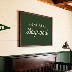 Long Live Boyhood Wall Art Print, Nursery or Boys Room Poster, New Baby Gift, Personalizable Colors