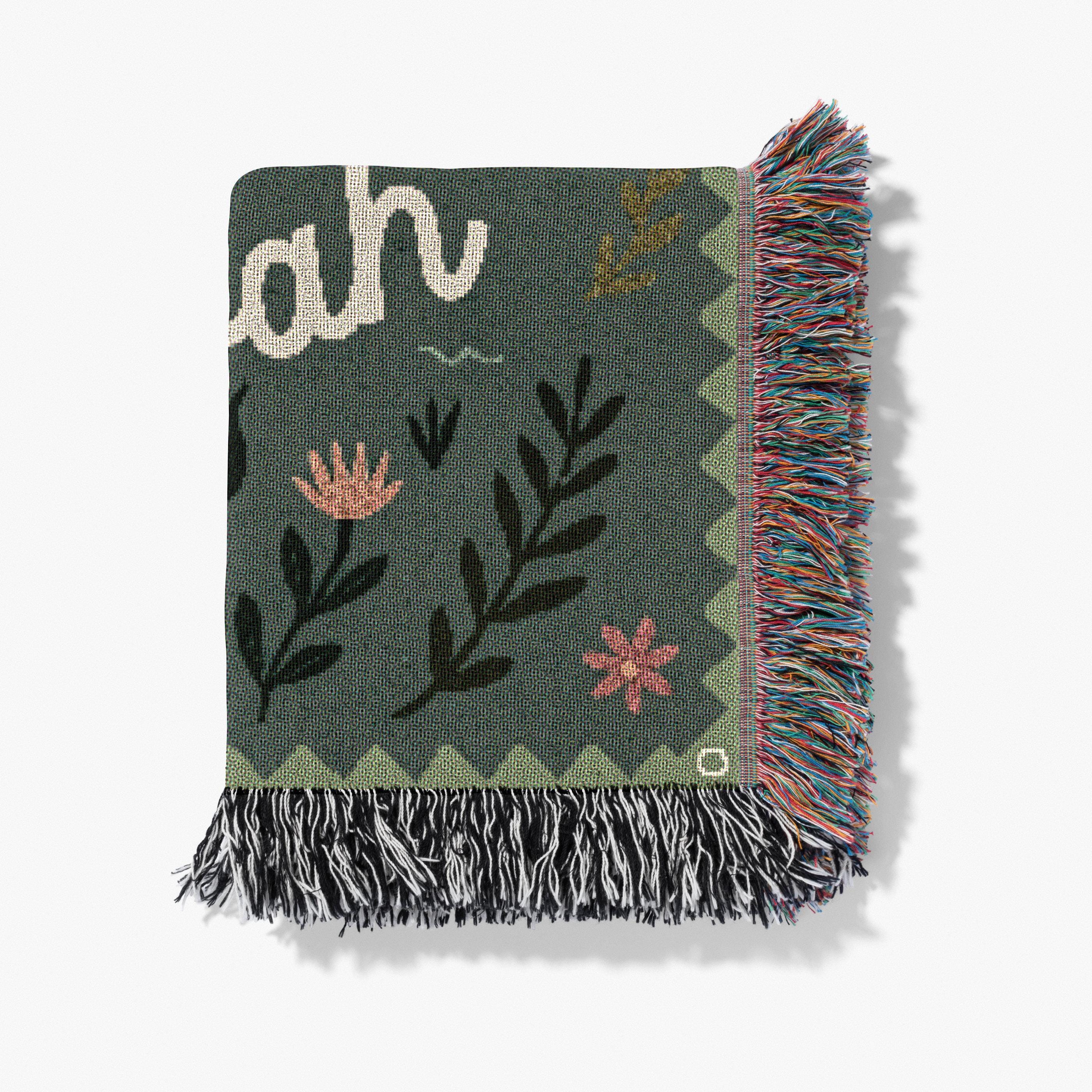 Personalized Dinosaur Blanket - Cute Triceratops Stegosaurus with Name - 100% cotton throw for dino themed room