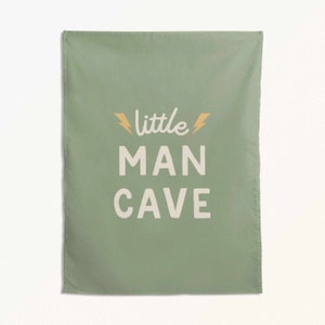 Little Man Cave Tapestry Banner - for Boys room, playroom or nursery. Wall hanging for brothers bedroom