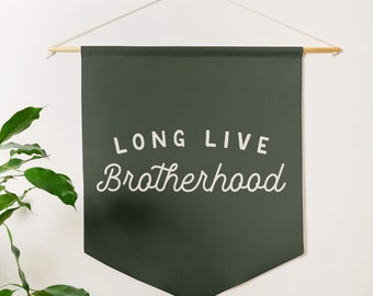 Long Live Brotherhood Pennant Style Banner | Flag Wall Art Banner, Boy's Room Decor, Nursery or Play Room Wall Decor, Gift for Brothers