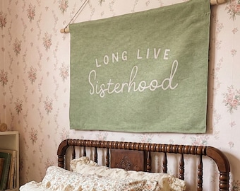 Long Live Sisterhood Cotton Woven Tapestry – Girls' Room & Nursery Wall Art for Sisters