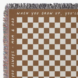 Custom Message Checkered Blanket, Personalized Home Decor Gift,  Baby shower Gift, Modern Nursery or Kids Room Decor