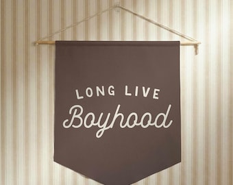 Long Live Boyhood Pennant Style Banner | Pennant Flag Wall Art Banner, Kids Room Decor, Nursery or Play Room Wall Decor