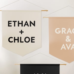 Custom Name Banner | Couple Names | Custom Pennant | Personalized Name Wall Banner | Custom Name Canvas Flag | Wedding or Valentines Gift