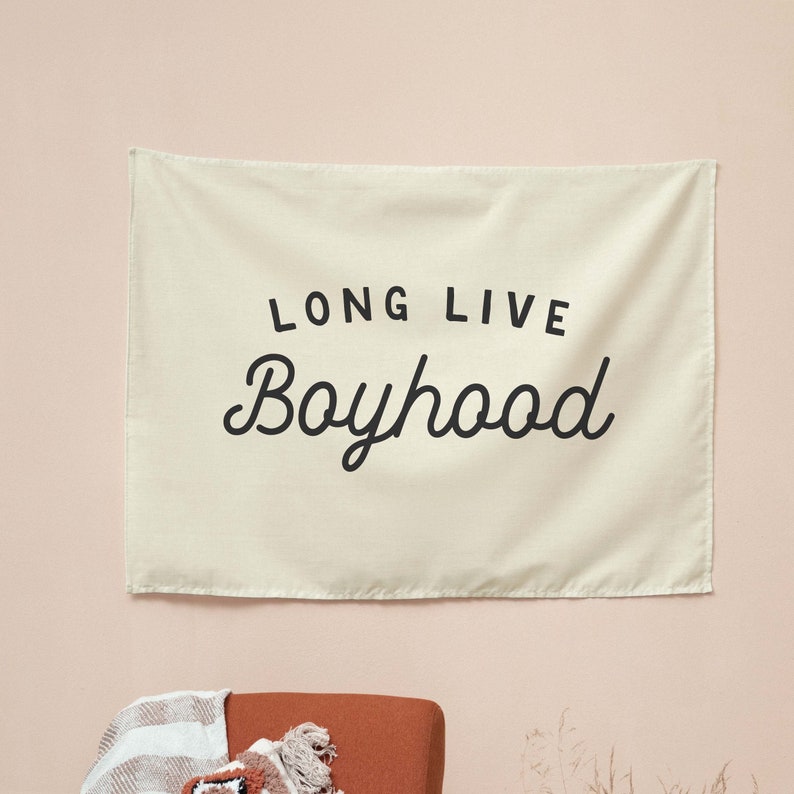 Long Live Boyhood Tapestry, Custom Wall Banner, Flag Wall Art Banner, Kids & Baby Room Decor, Nursery or Play Room Tapestries image 2