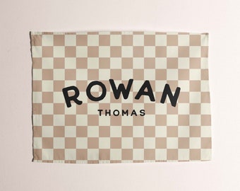 Name Tapestry, Checkered Wall Flag Perfect for Kids room, Baby room or Nursery, New Baby Gift