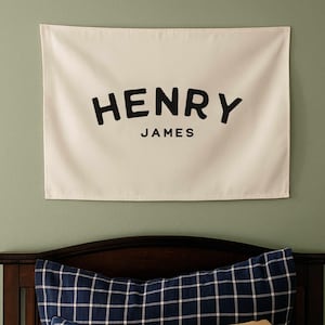 Custom Name Tapestry | Custom Wall Banner | Personalized Name Flag | Baby Room Decor | Kids Room Wall Decor | Custom Name Canvas Flag