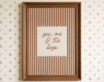 New Boy Mom Print, You Me and the Boys, Vintage Striped Decor