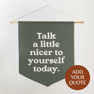 Custom Quote Banner | Custom Pennant With Any Quote In Retro Style Font | Custom Name Canvas Flag | Custom Wall Hanging | Wall Decor Art