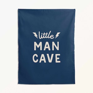 Little Man Cave Tapestry Banner - for Boys rooms, playroom or nursery. Wall hanging for brothers bedroom