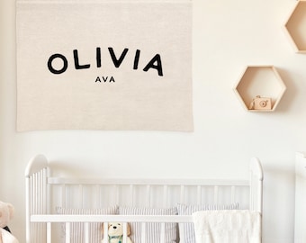Custom Personalized Name Tapestry, Unique Woven Design Wall Hanging for Nursery or Bedroom, Bespoke Woven Banner Sign Gift
