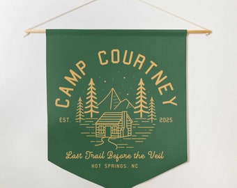 Custom Camp Bachelorette Party Banner, Camp Bach Flag for Camping themed bridal parties