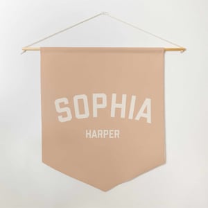 Girls Name Hanging Banner, Personalized Name Sign, Custom Flag Tapestry for girls Nursery or bedroom, Cloth Fabric Playroom Wall Art