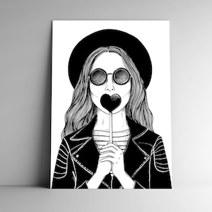 Carte postale AMOUR et son enveloppe, format A6, 350 g, papier blanc mat, courrier, papeterie, illustration, love, saint-valentin