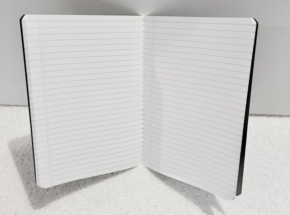 Quaderno A5 serigrafia Gingko, 15 x 21 cm, 120 pagine a righe, rilegatura  cucita, copertina nera, inchiostro bianco, quaderno, botanica, foglio -   Italia