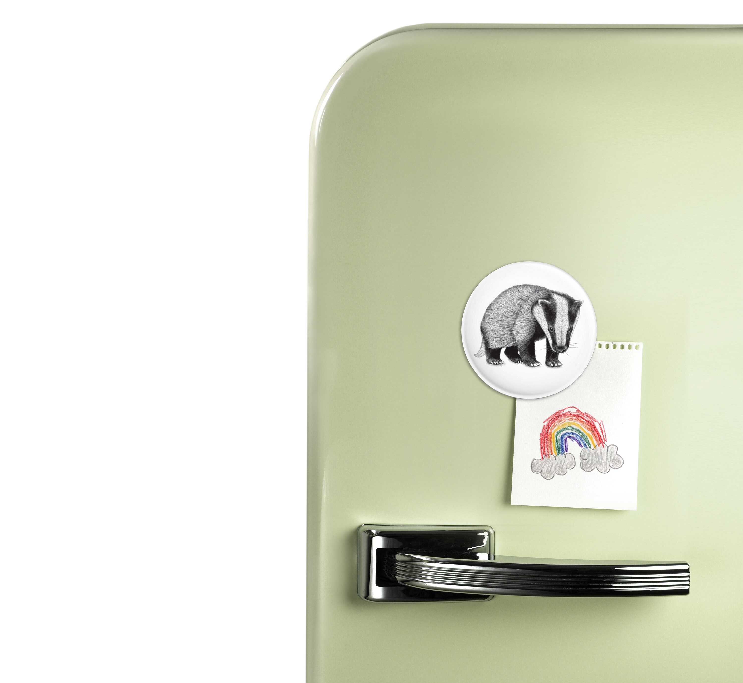 Magnet Rond Rigide Blaireau, Finition Mate, Frigo, Mémo, Penses-Bêtes, Magnet Photo, Diamètre 56 mm,