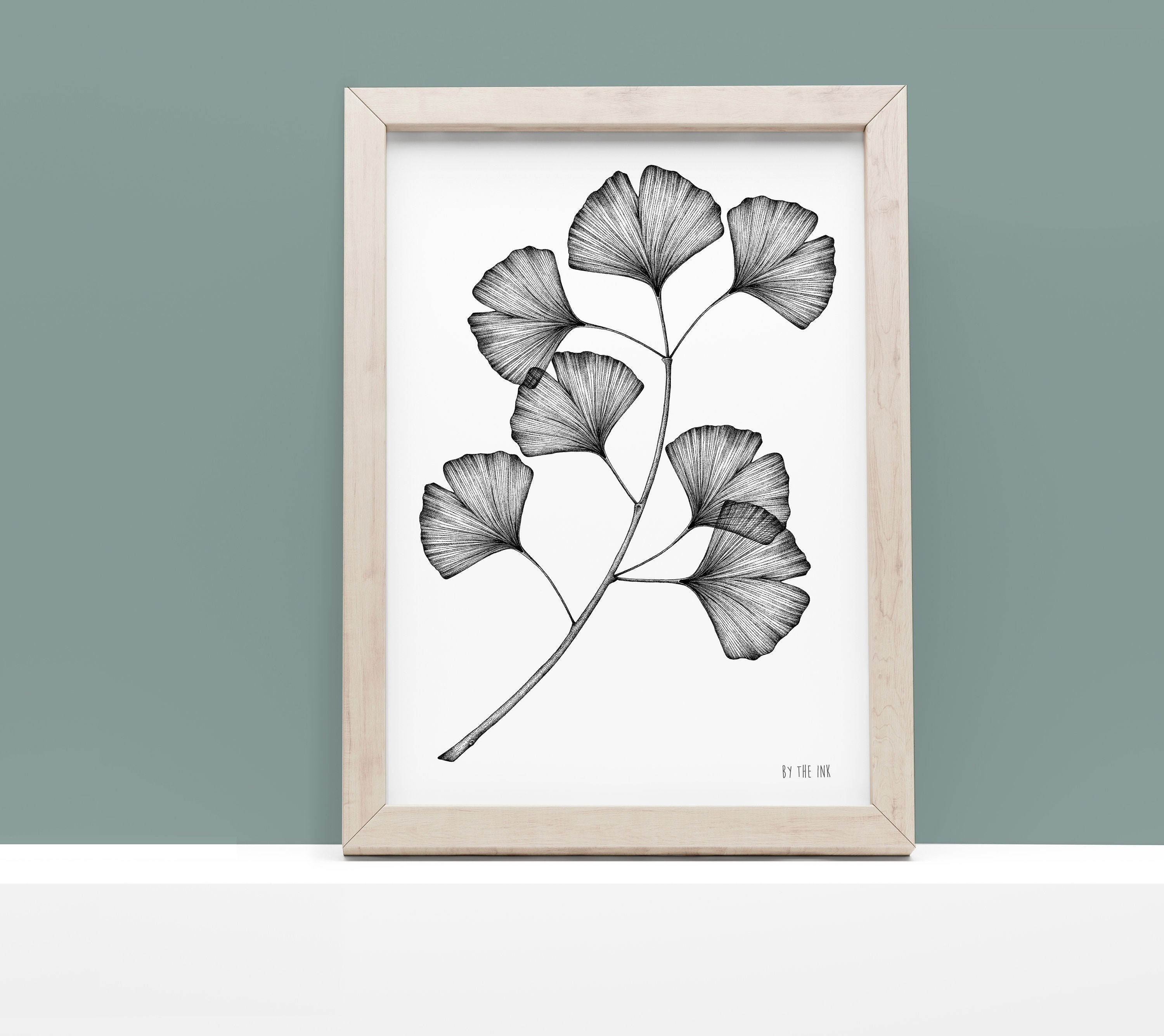 Ginko, Ginkgo Sizes, 2 Botanical Etsy Lover Edition Wall Dotwork, Print, of Illustration, Limited Screen Decor, - Nature Naturalista,