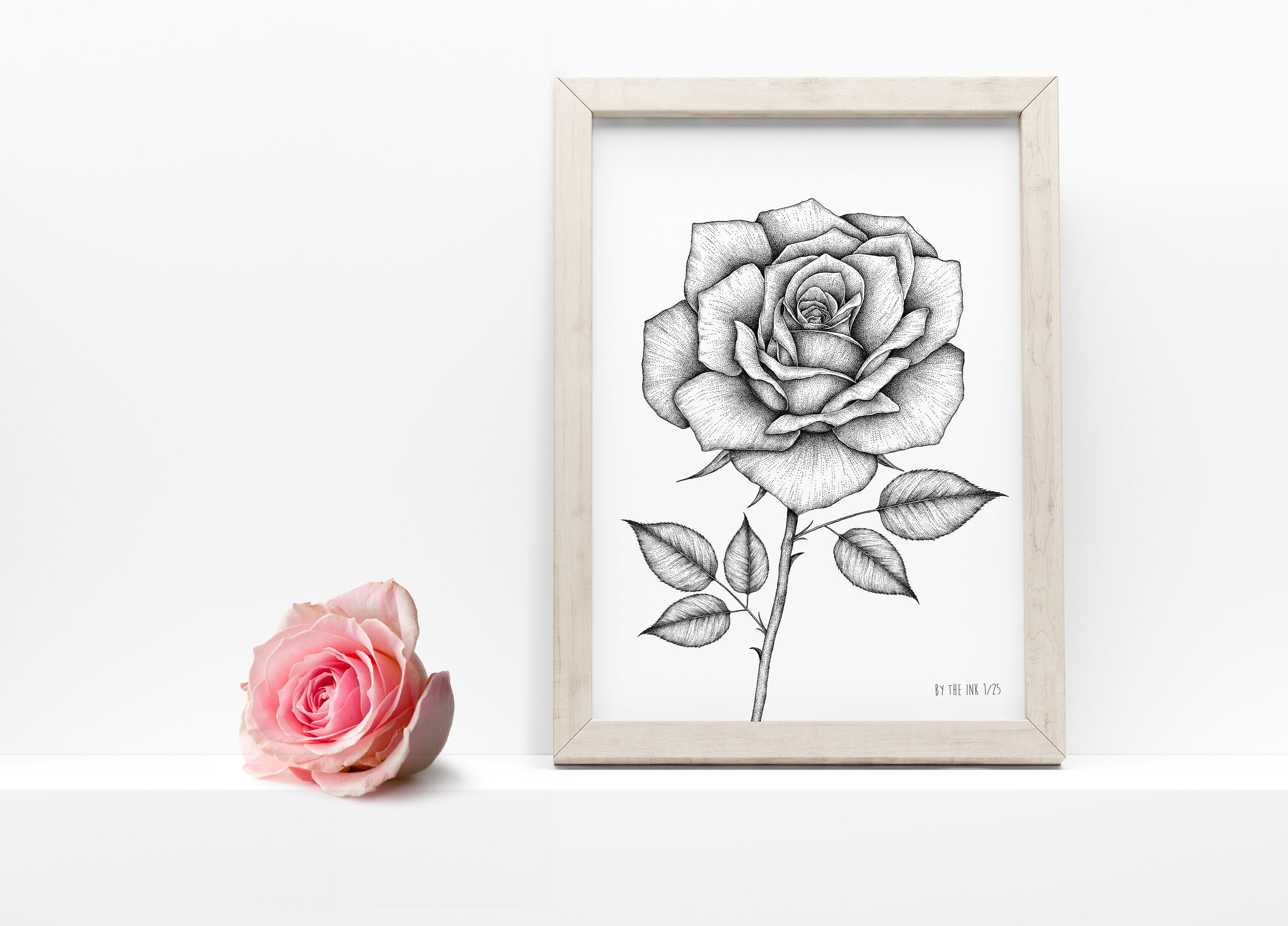 Rose Prints A4 324 G Fine Art Textured Paper Dotwork - Etsy