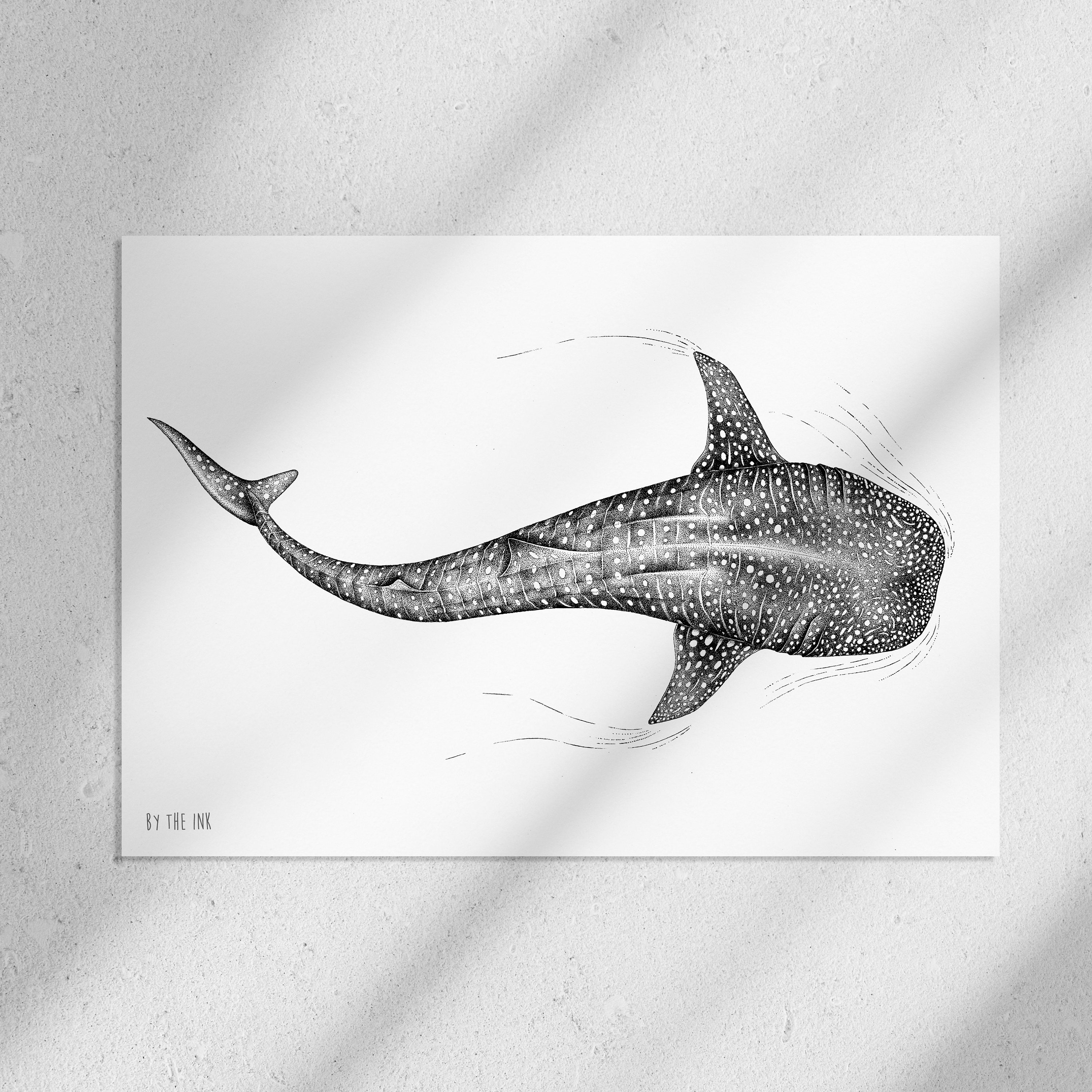Whale Shark Prints, A4, 324 G, Fine Art Textured Paper, Dotwork