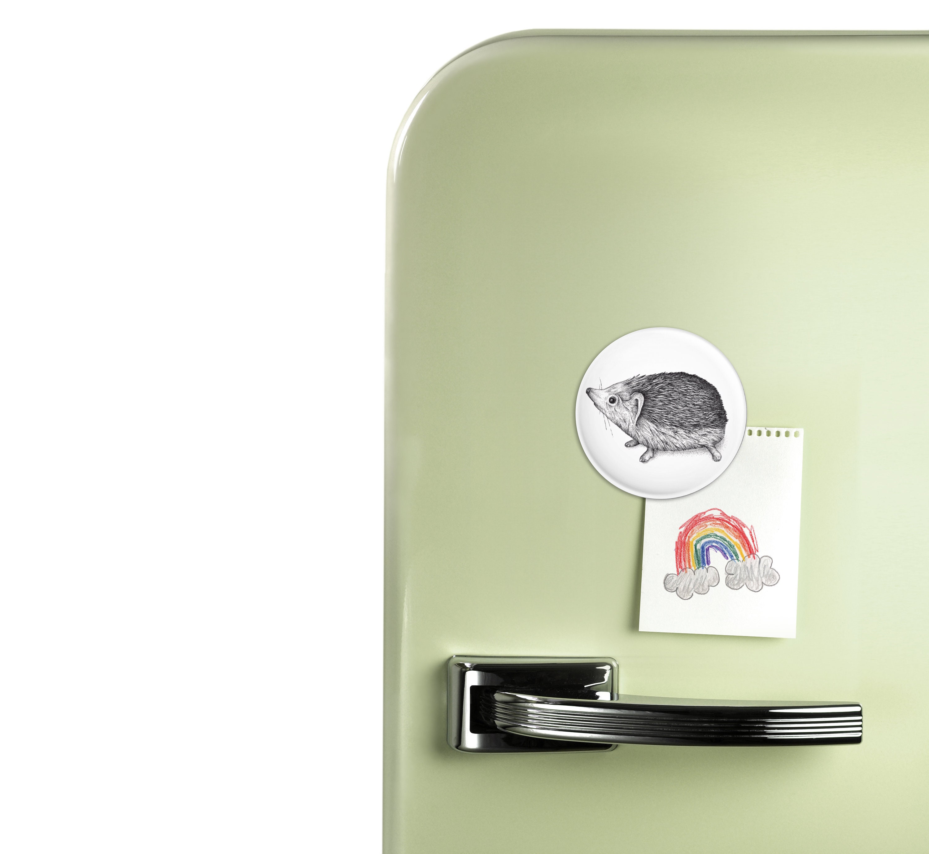 Magnet Rond Rigide Herisson, Finition Mate, Frigo, Mémo, Penses-Bêtes, Magnet Photo, Diamètre 56 mm,