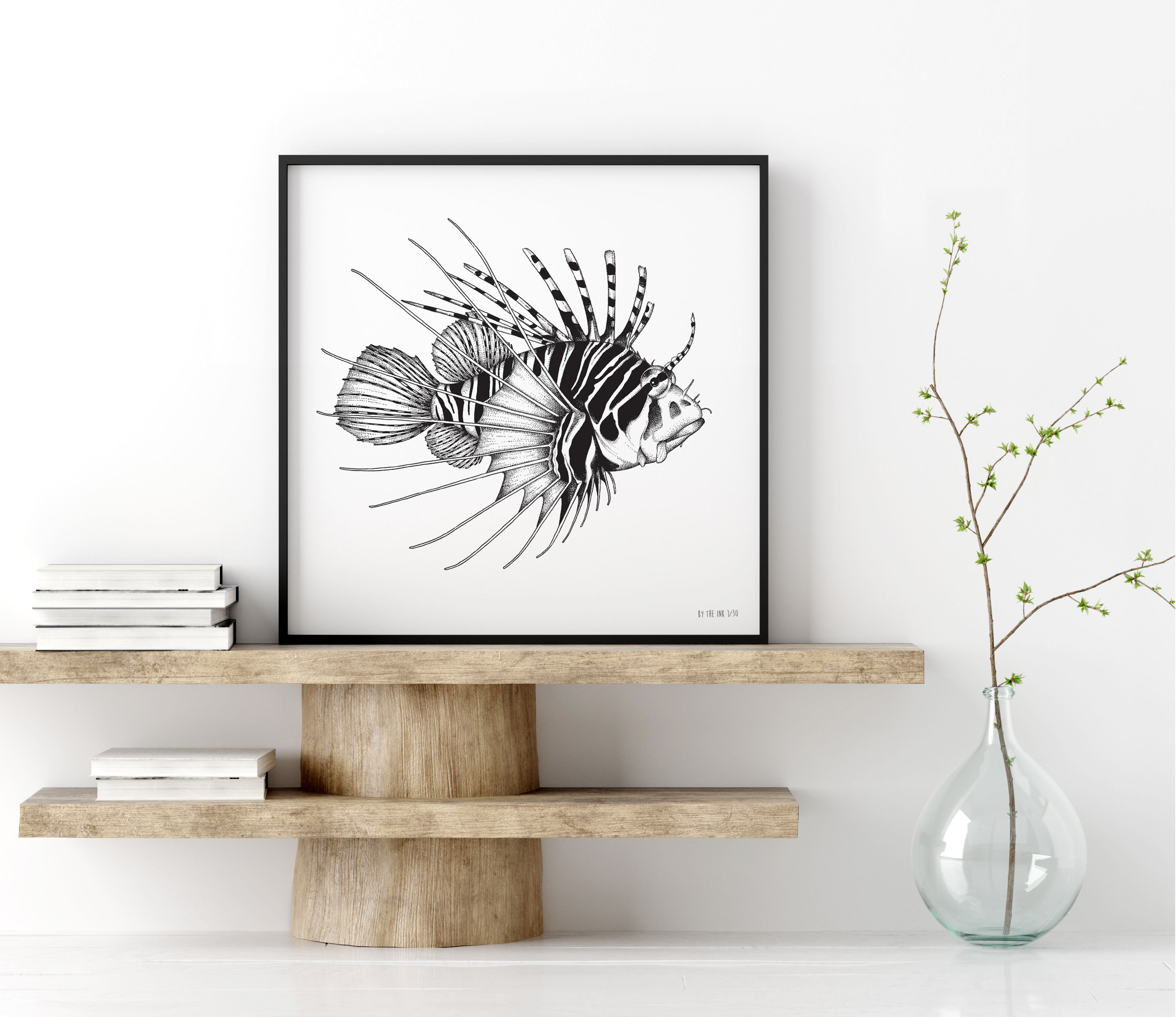 Purple haze - Limited edition of screen print - lionfish, scorpion fish, prints, ocean, illustration,  square poster, naturalista