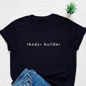 Rolig tränings-T-shirt, body builder-tröja, gymtröja, html-tröja, nörd-tröja, IT-citat-gåva-T-shirt, programmeringscitat-tröja, startup-tröja