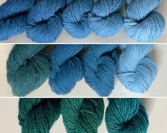 Shetland wool jumper weight wool 25g approx 89m naturally dyed with locally grown plants and Indigo/Woad