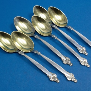 6 rare mocha spoons made of 800 silver, Wilkens silver cutlery