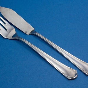 Silver plated fish cutlery for one person, art nouveau cutlery from around 1910