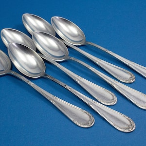6 silver plated tea spoons, art nouveau