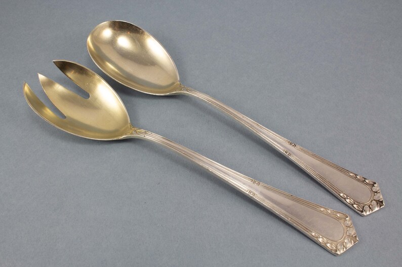 salad spoon salad fork serving cutlery Salad servers silver plated