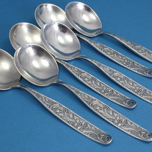 6 silver-plated cup spoons, soup cup spoons, Rosemarie