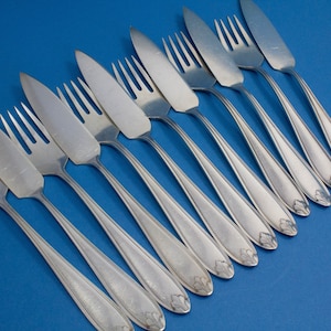 Art Nouveau fish cutlery set for 6, WMF 1600 acanthus, fish knives, fish forks