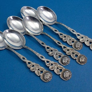 6 mocha spoons with roses, silver plated, silverware